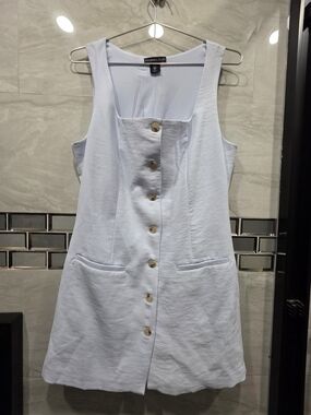 Sincerly Jules Light Blue Button-Front Sleeveless Dress